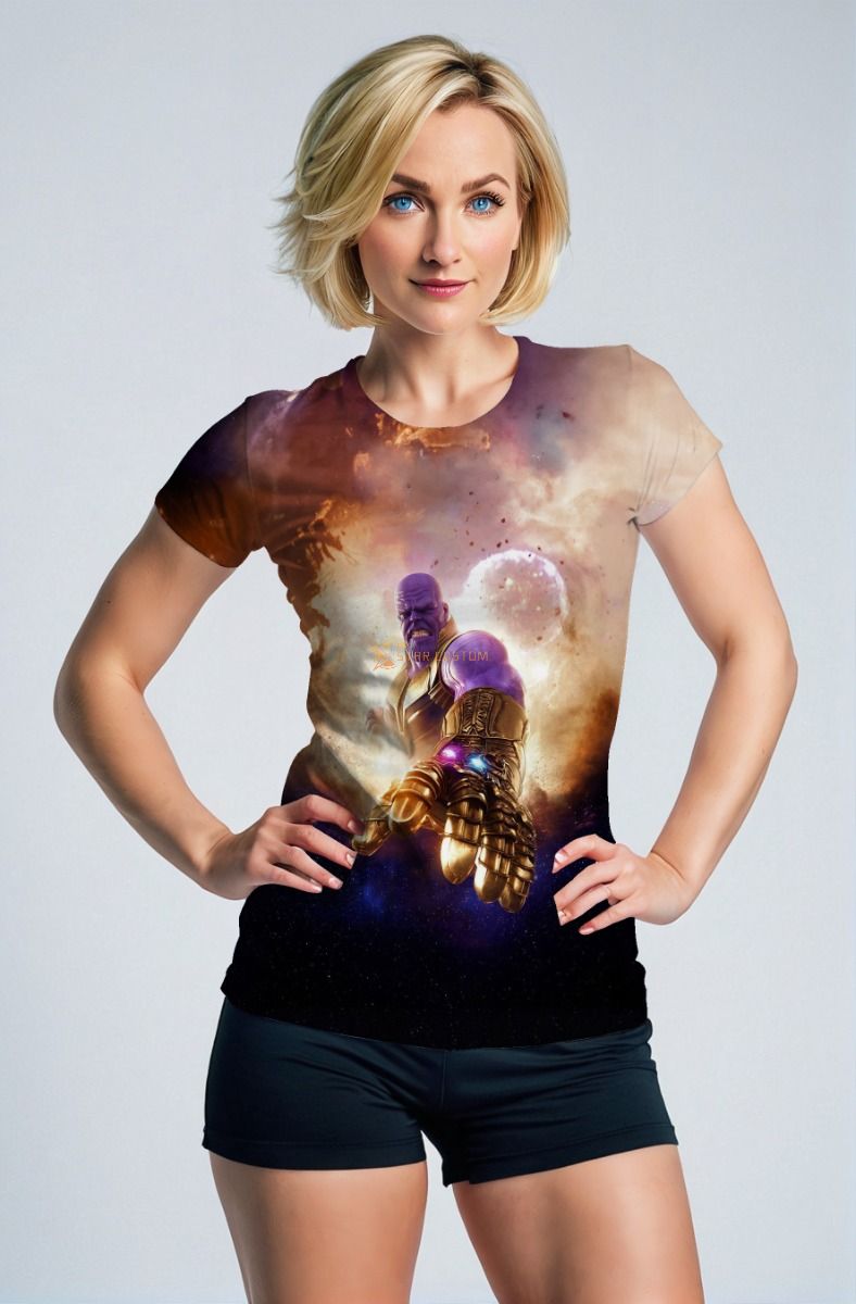 Marvel Avengers Inspired Men’s Purple and Gold Thanos Infinity Gauntlet Graphic T-Shirt