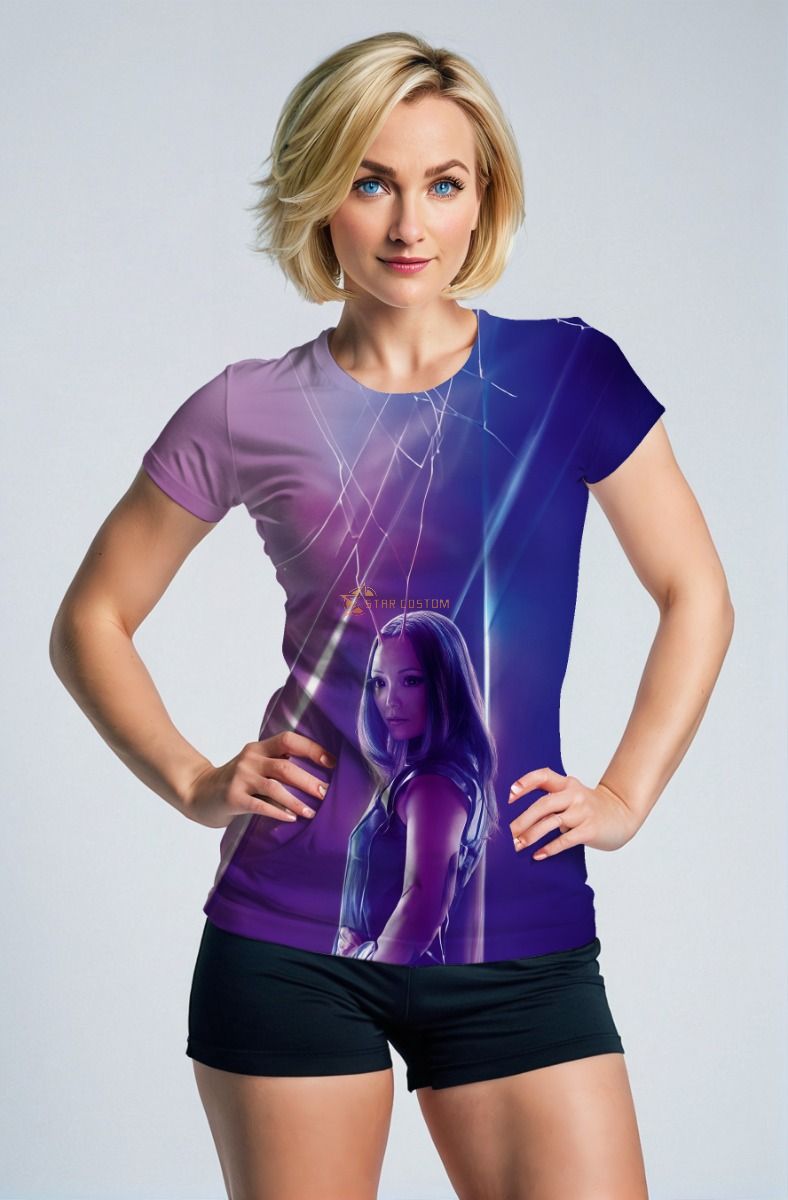 Guardians of the Galaxy Inspired Women’s Purple and Blue Gamora Graphic T-Shirt