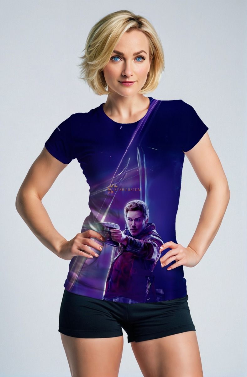 Guardians of the Galaxy Inspired Star-Lord Blue and Purple Graphic T-Shirt
