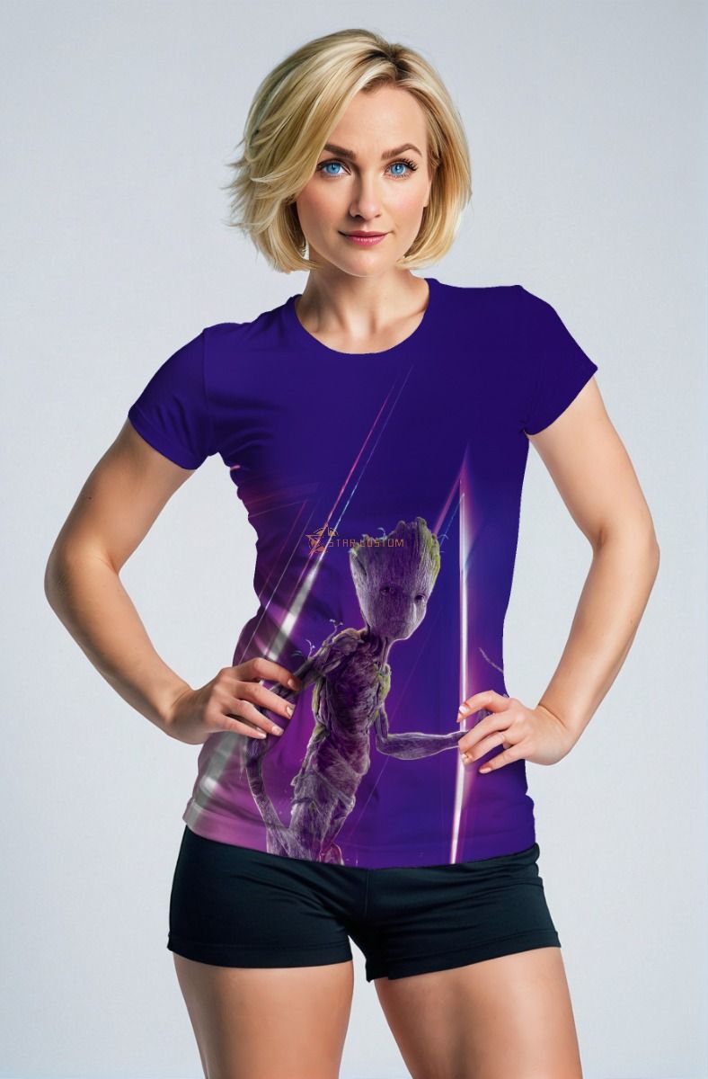 Guardians of the Galaxy Inspired Groot Purple and Blue Graphic T-Shirt