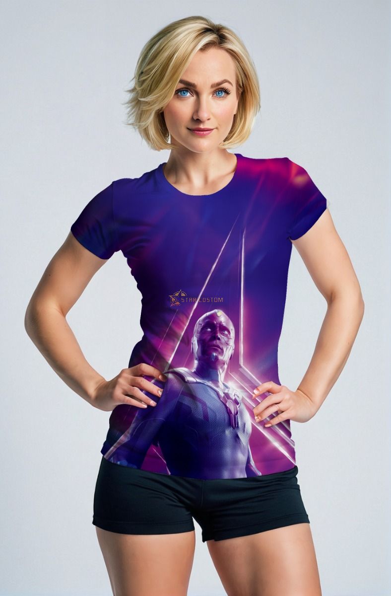 Avengers Inspired Vision Purple Cosmic Graphic T-Shirt