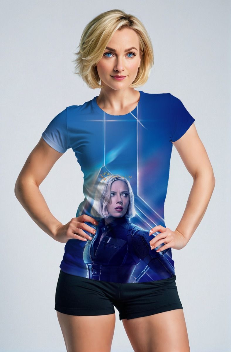 Black Widow Blue Graphic T-Shirt – Strong Female Superhero