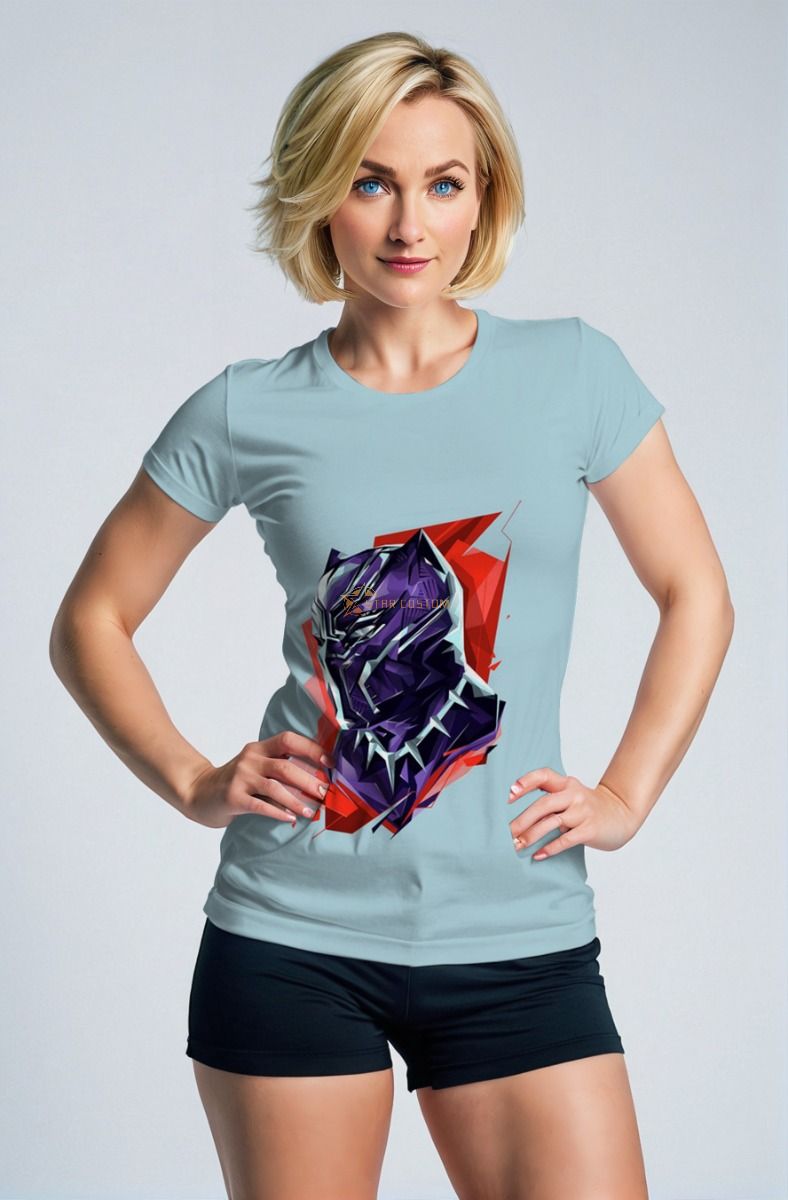 Black Panther T-Shirt – Light Blue Geometric Legend