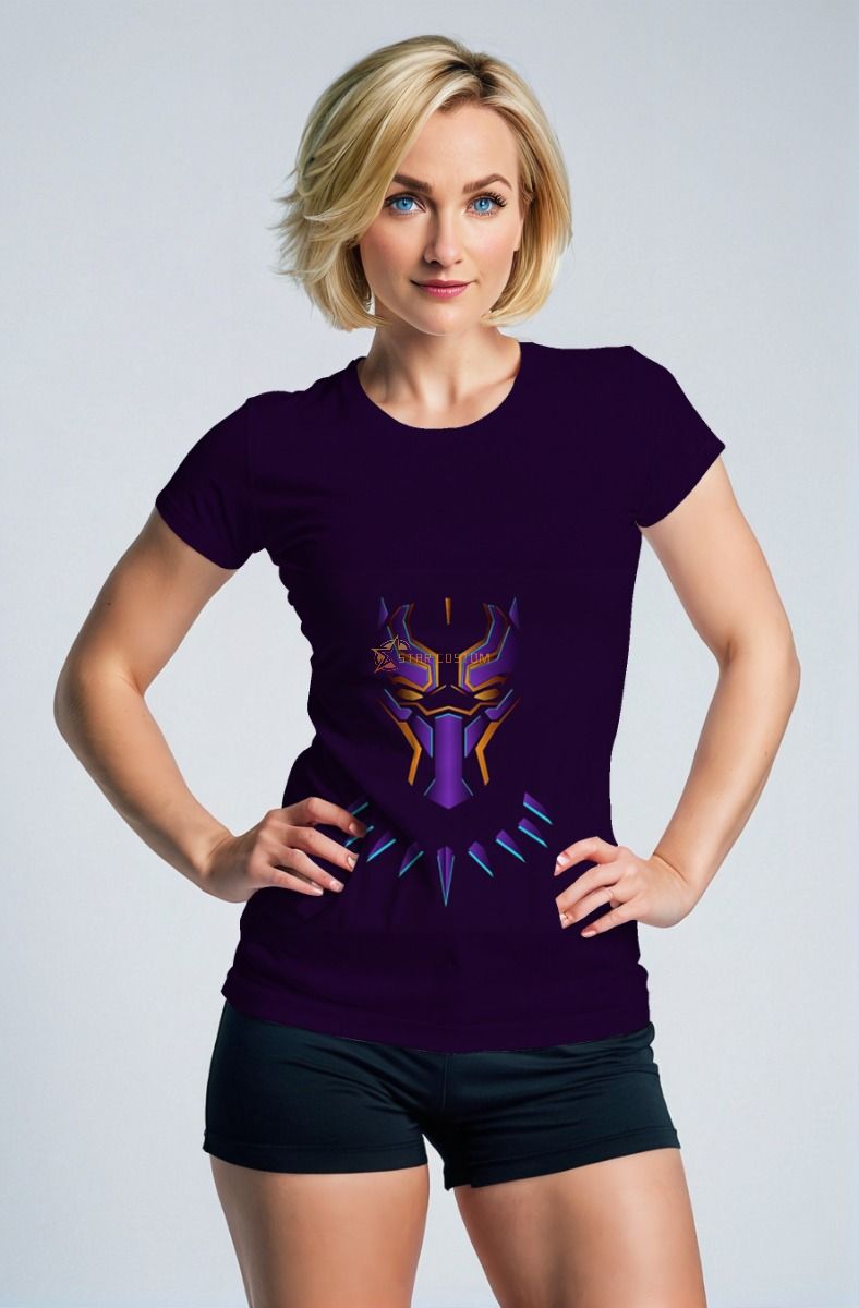 Black Panther T-Shirt – Futuristic Glow Purple