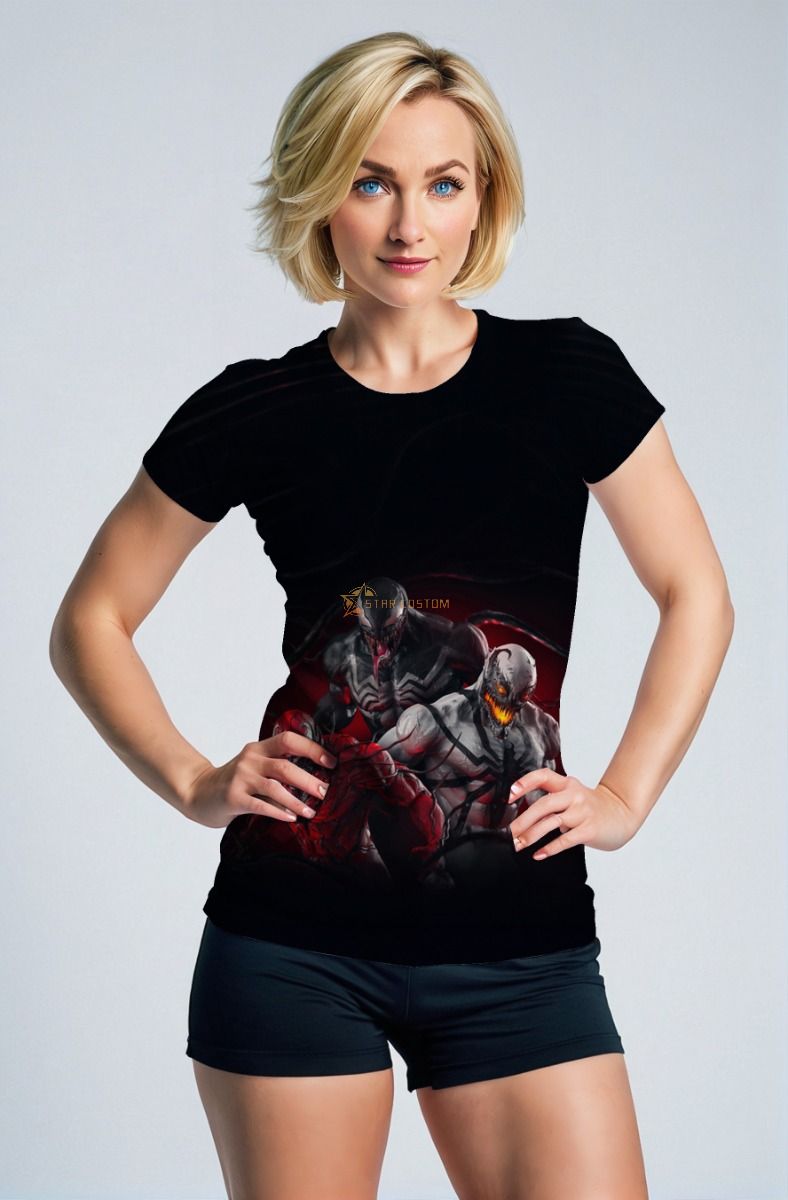 Venom & Symbiotes Dark Red & Black Marvel Design Women’s T-Shirt