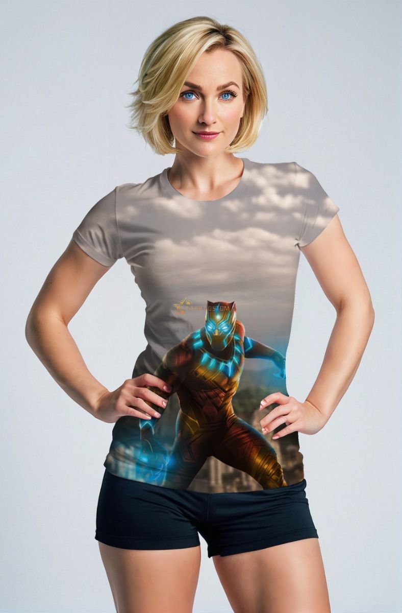 Black Panther Vibranium Charge City Run Marvel Design T-Shirt