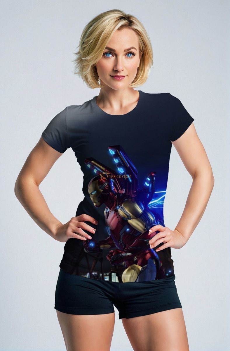 Iron Vortex Tee – Navy Blue Lightning-Tech Hero T-Shirt