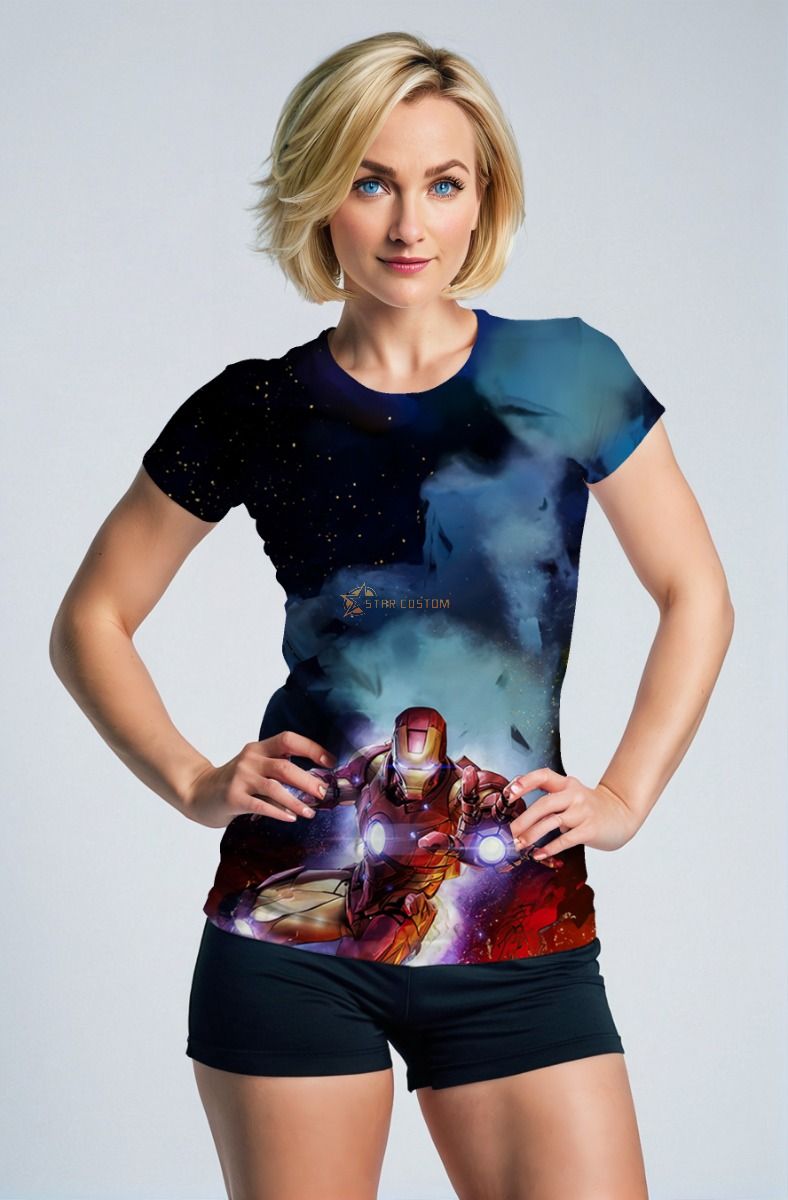 Iron Man Cosmic Battle Scene Graphic T-Shirt