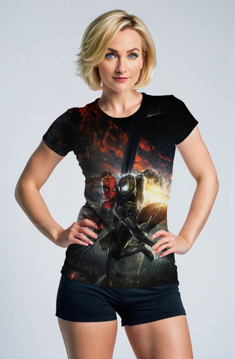 Spider-Man & Venom Street Clash Tee – Red Black Power Punch Graphic Shirt