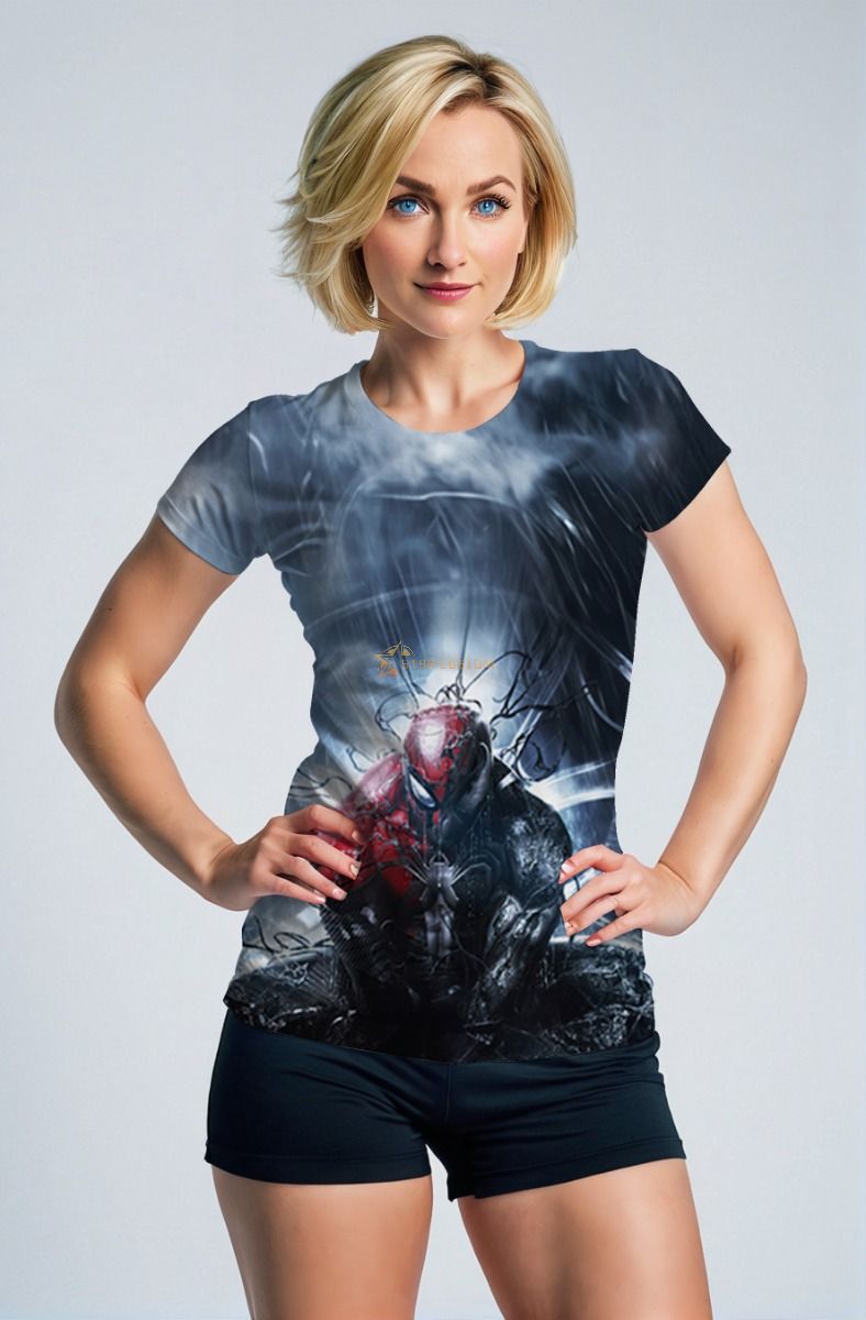 Shadowfall Spider Tee – Red & Black Symbiote Hero T-Shirt