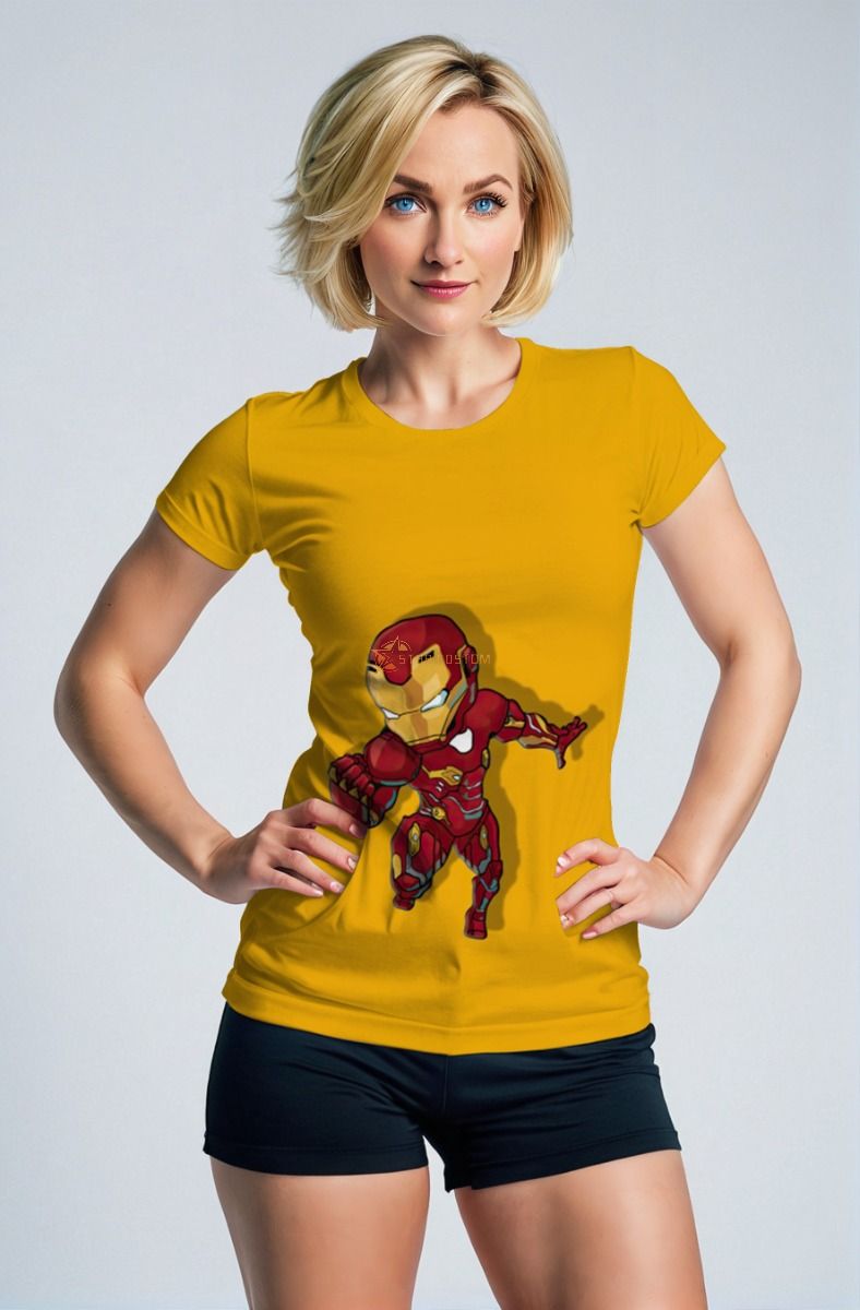 Kid Reactor Tee – Cartoon Hero Yellow Iron Man T-Shirt