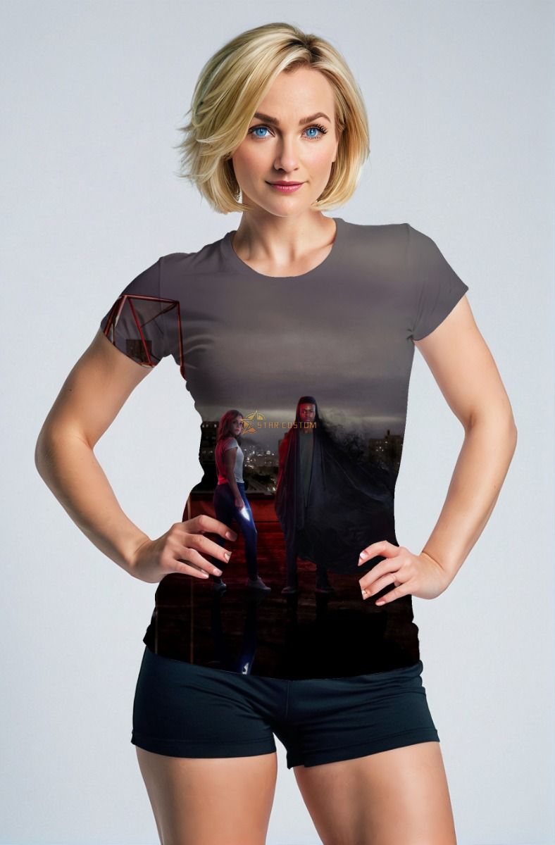 Dark Gray T-Shirt with Superhero Characters Print