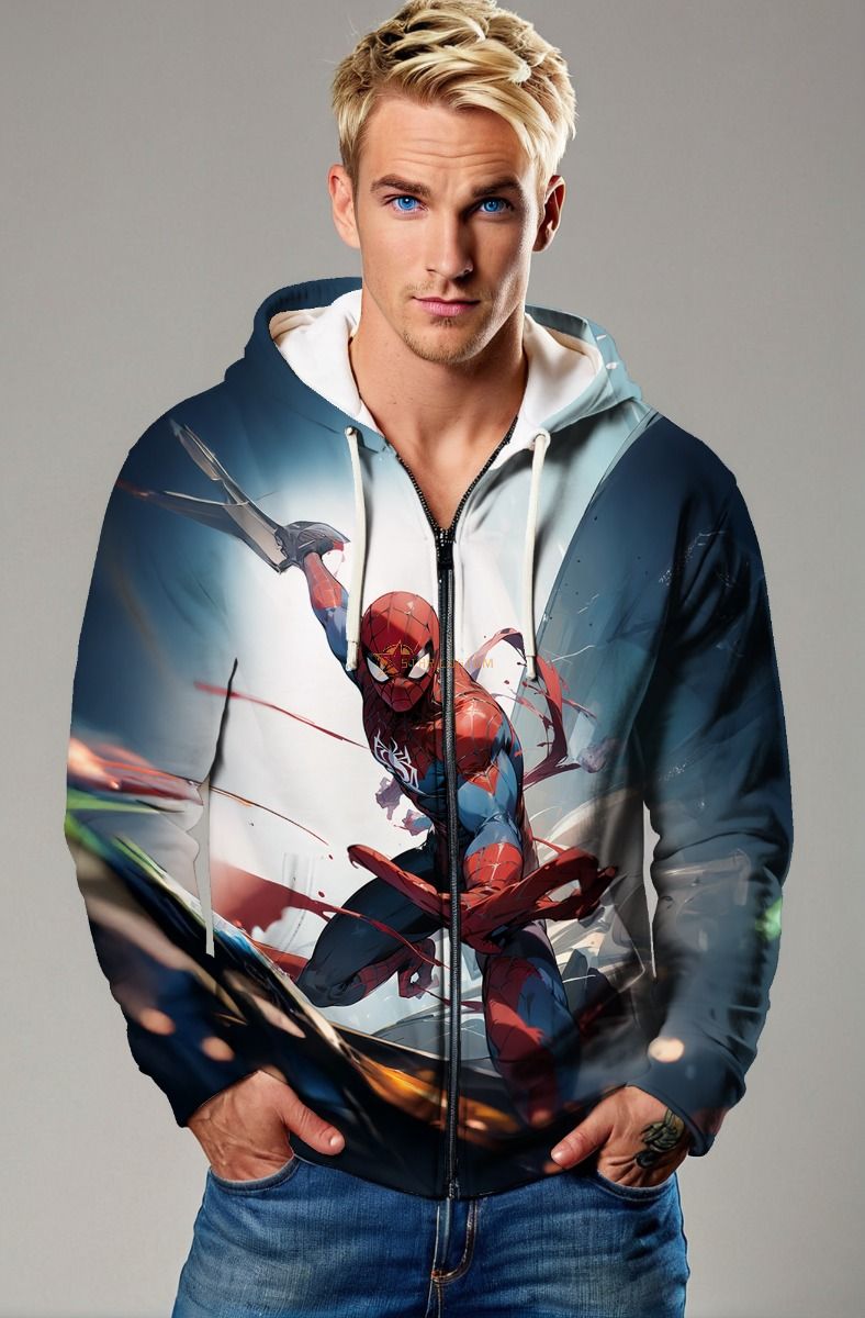 Dark Blue Spider‑Man Dynamic Zip‑Up Hoodie