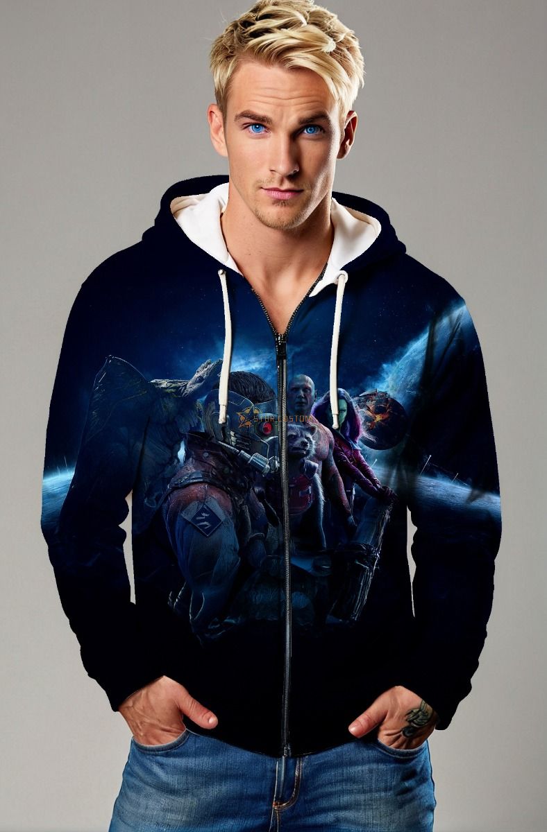 Dark Blue Guardians of the Galaxy Zip‑Up Hoodie