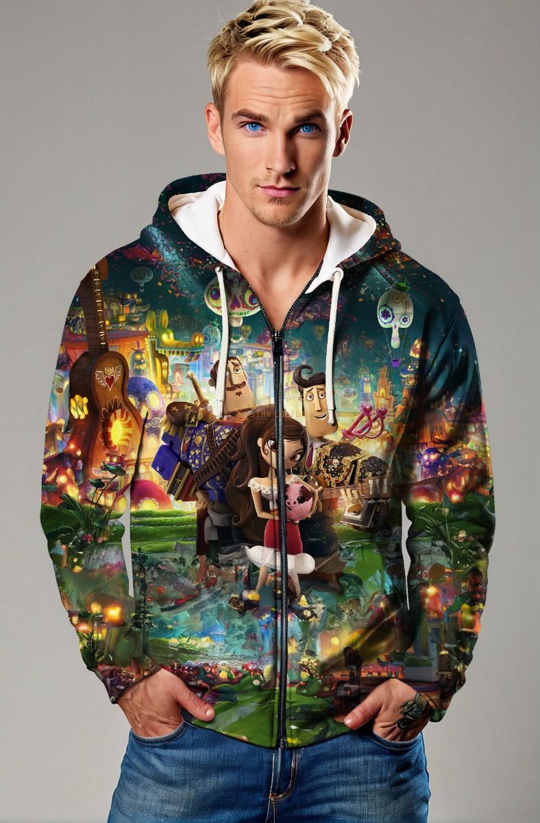 Colorful Animated Fantasy Zip‑Up Hoodie