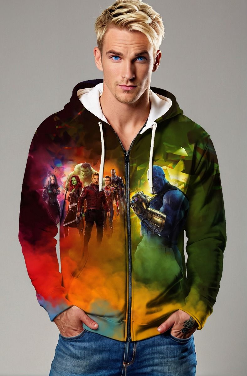 Multicolor Avengers Heroes Zip‑Up Hoodie