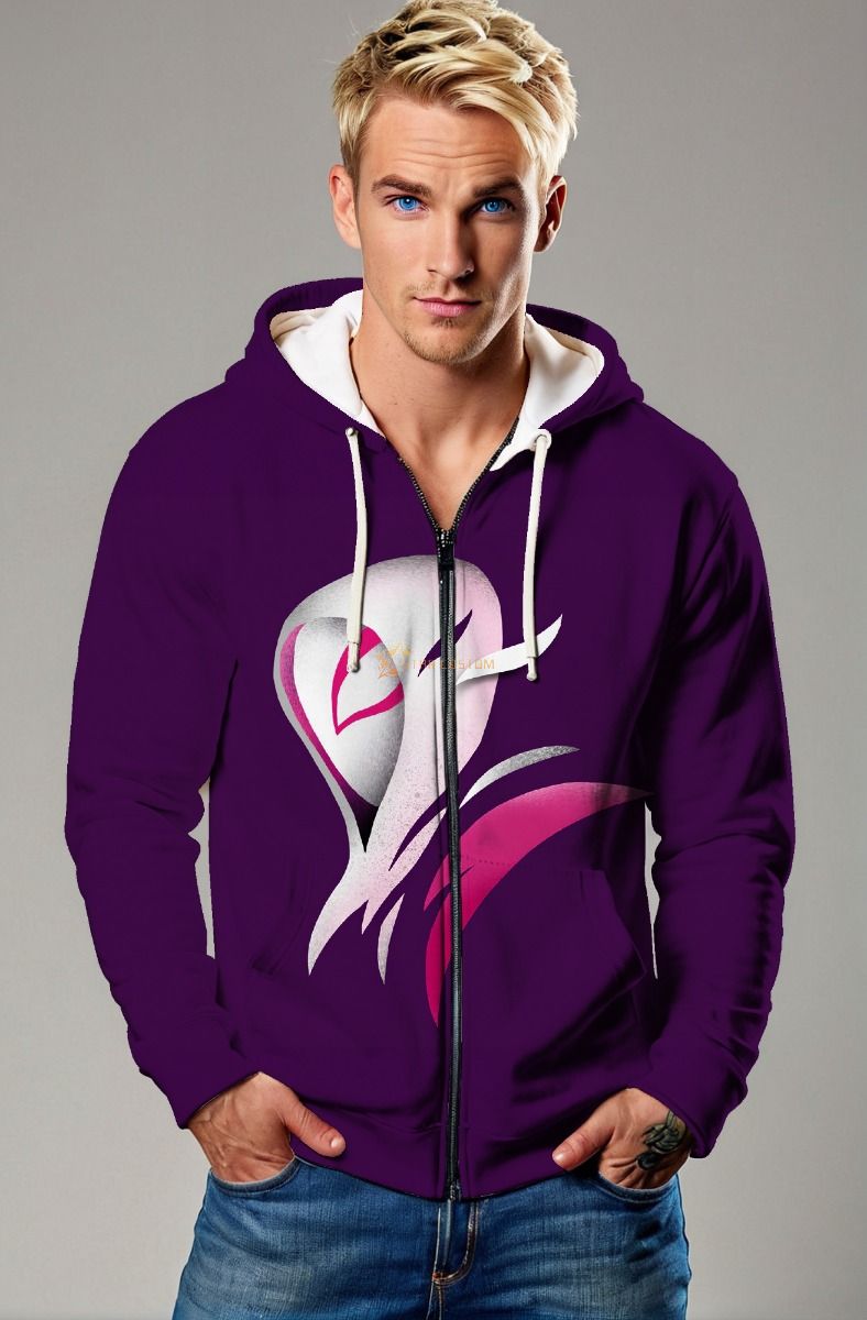 Abstract Phoenix Graphic Apparel – Purple Zip‑Up Hoodie