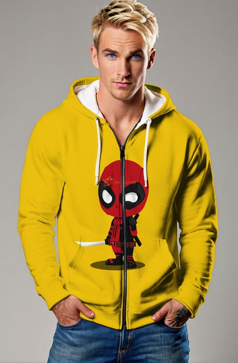  Mini Merc Graphic Apparel – Bright Yellow Zip‑Up Hoodie