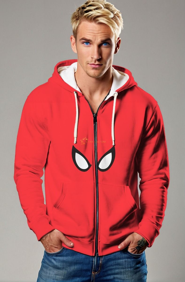  Web Vision Minimalist Apparel – Bold Red Zip‑Up Hoodie