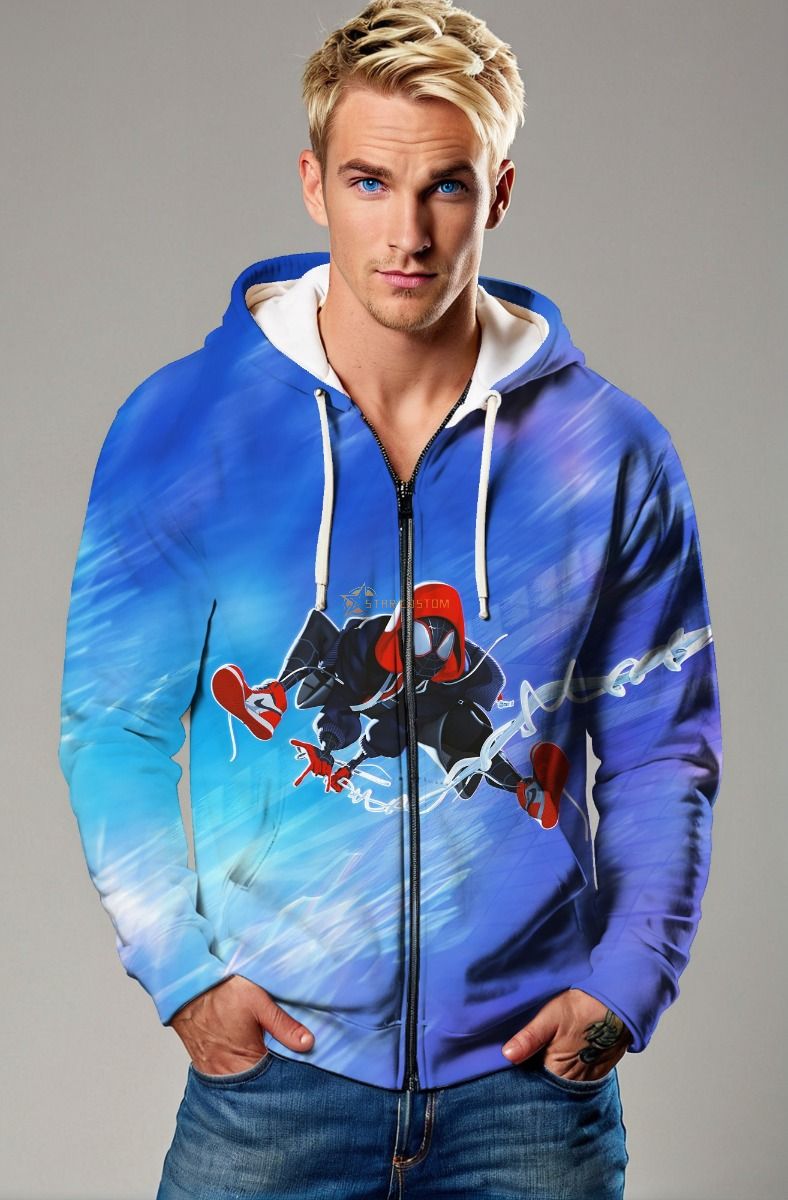 Web Glide Graphic Apparel – Blue Zip‑Up Hoodie