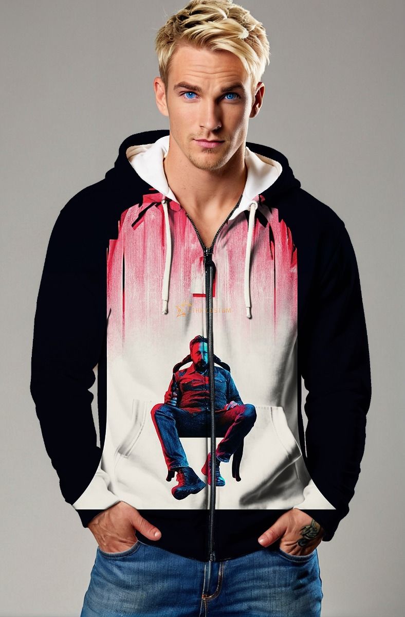  Street Scene Icon Apparel – Black & White Zip‑Up Hoodie