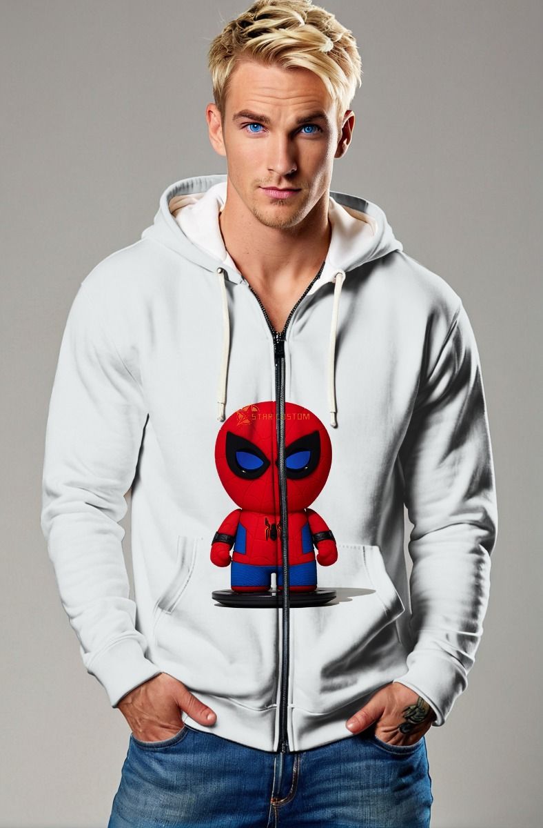 Super Spidey Zip‑Up Hoodie – White Edition