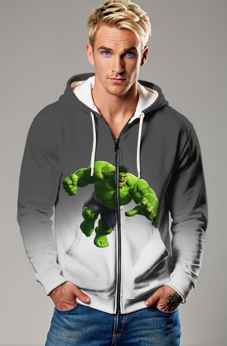 Hulk Hero Gradient Zip‑Up Hoodie