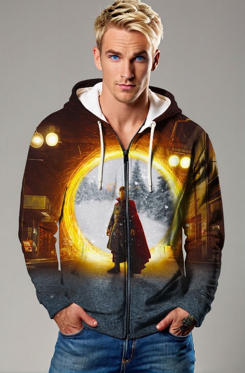 Black Doctor Strange Zip‑Up Hoodie – Heroic Urban Style