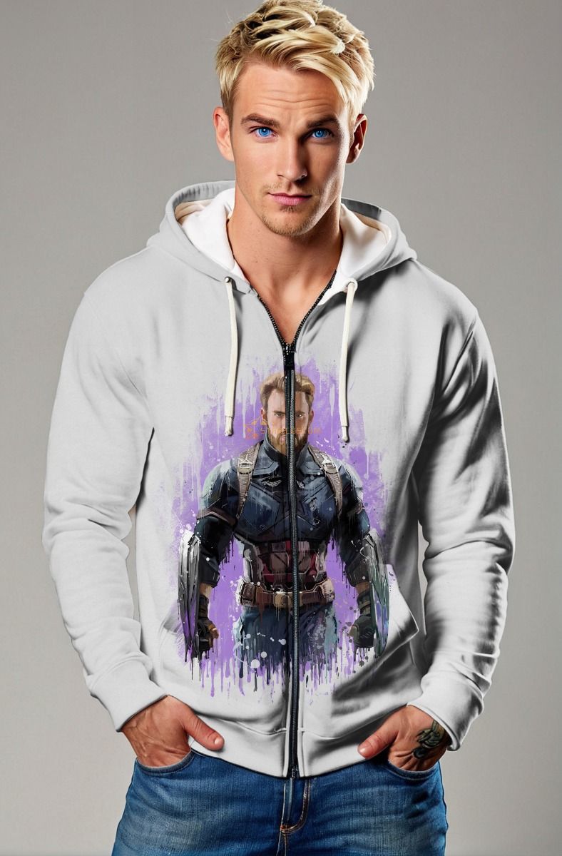 Light Gray Captain-Inspired Zip‑Up Hoodie