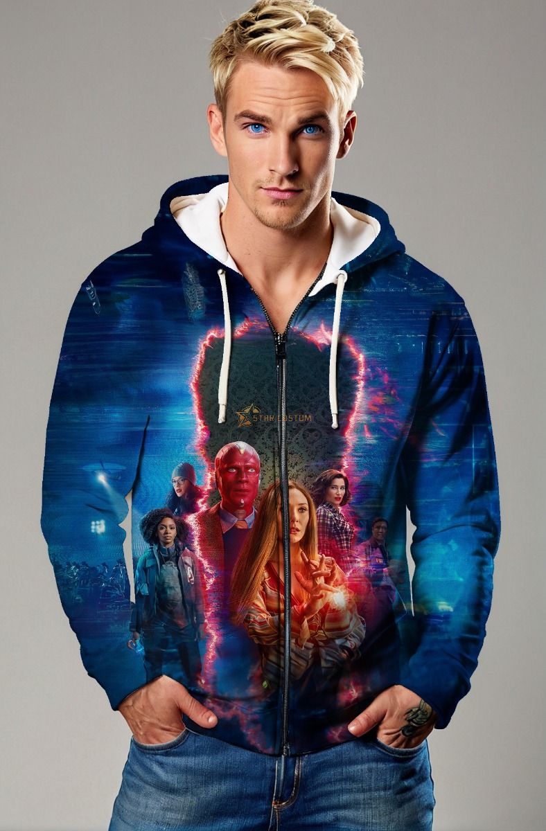 Blue WandaVision Zip‑Up Hoodie