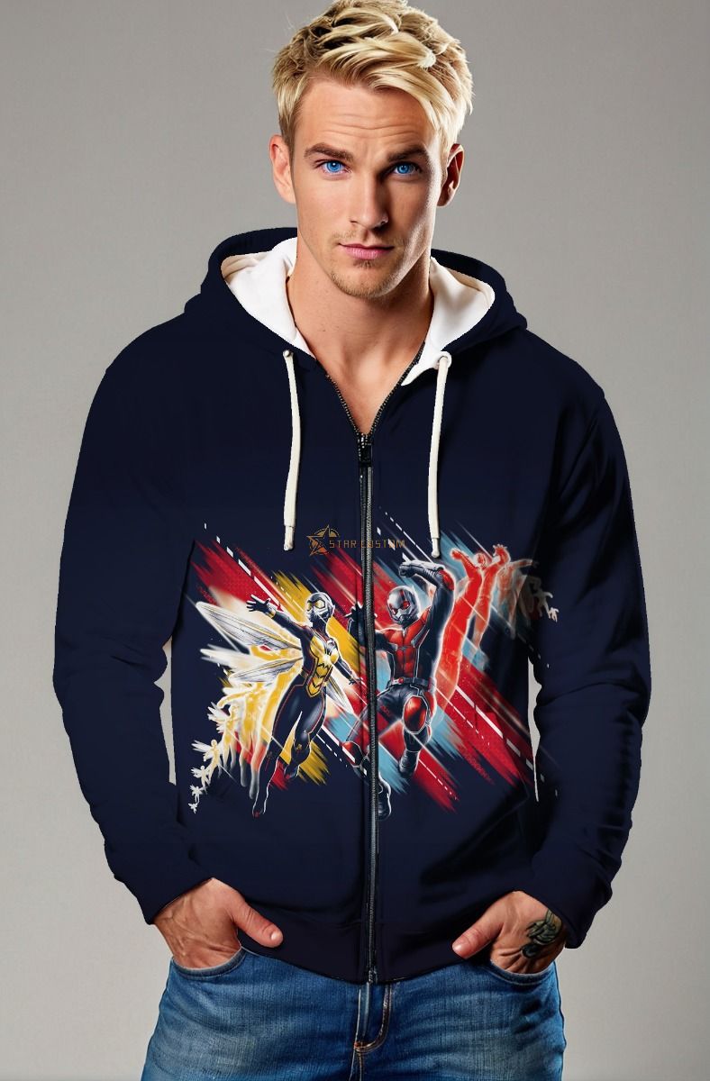 Dark Blue Ant-Man & Wasp Zip-Up Hoodie – Marvel Motion Style