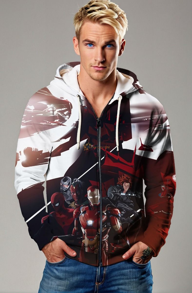 Black & Crimson Avengers Zip-Up Hoodie – Team Line Formation