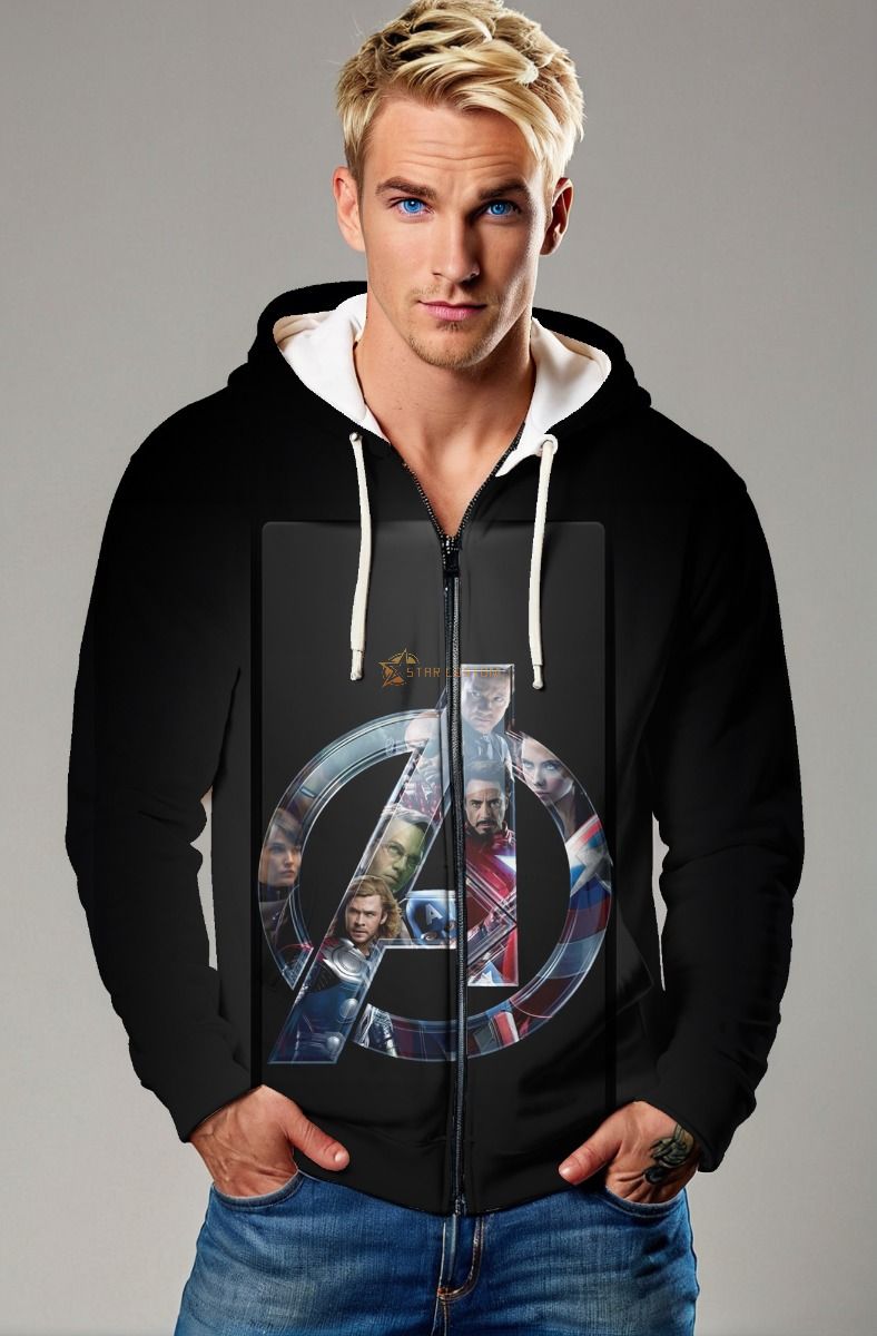 Black Hero Crest Zip-Up Hoodie – Avengers Team “A” Edition