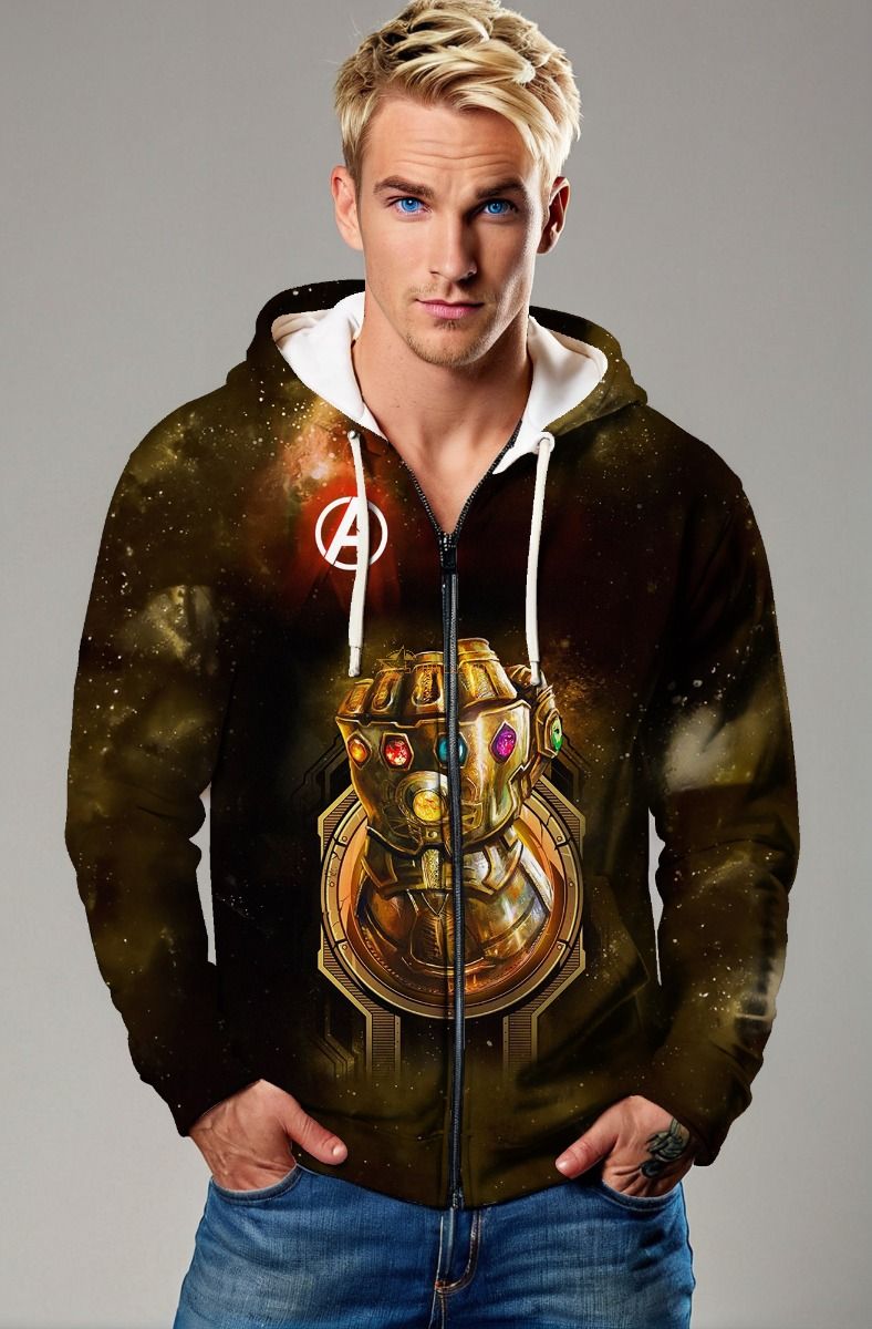Dark Gold Zip Hoodie – Infinity Power Core Design