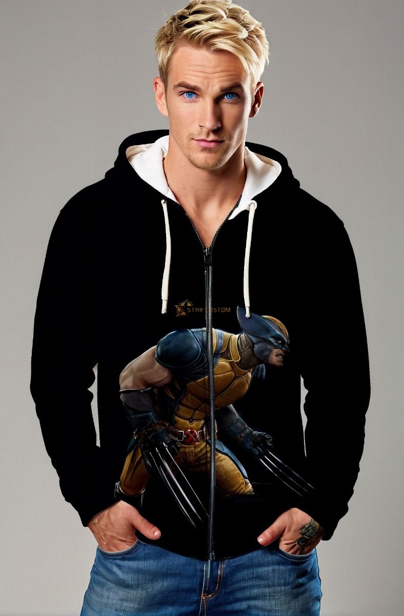 Gold & Black Zip Hoodie – Warrior Claw Attack Graphic