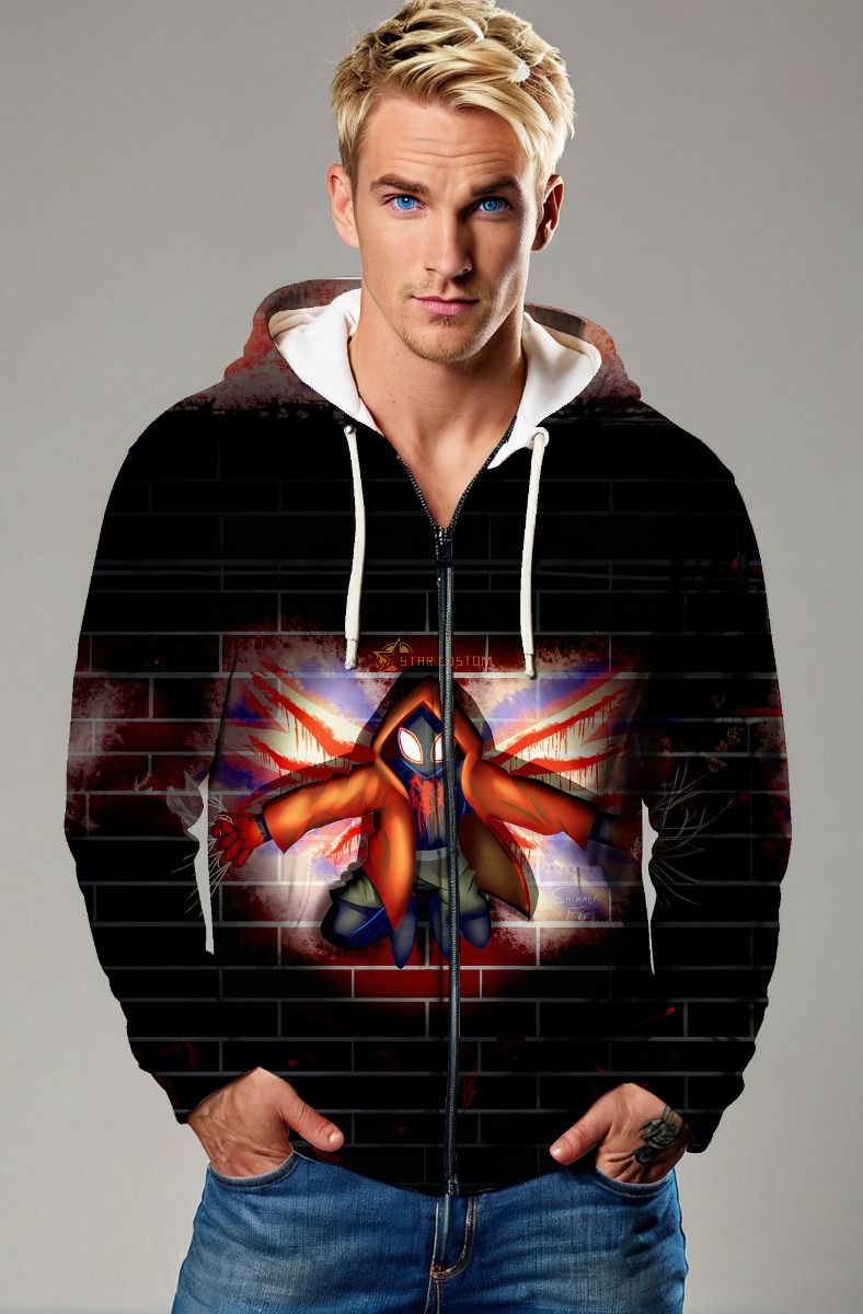 Black Graffiti Zip Hoodie – Miles Morales Street Wall Breakthrough