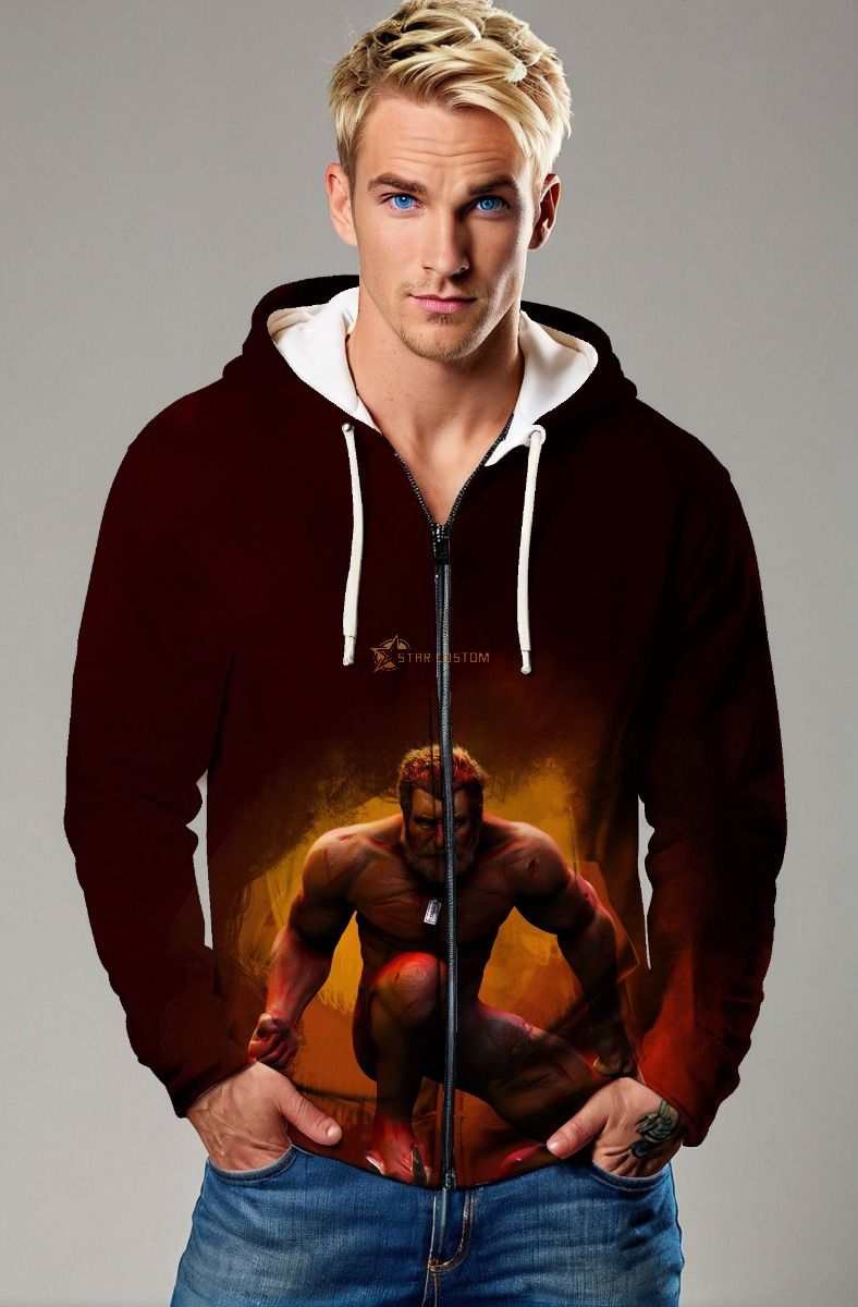 Crimson Fury Zip Hoodie – Wolverine Berserker Mode