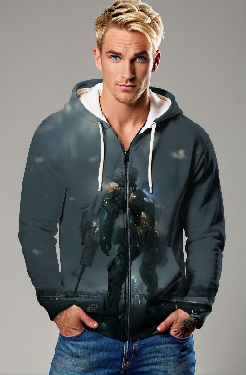 Mech Warrior Zip Hoodie – Urban Dusk Edition
