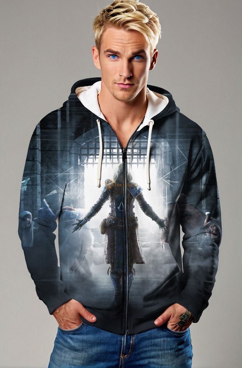 Hooded Sentinel Zip Hoodie – Iron Mist Edition