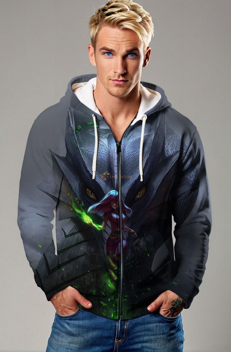 Mystic Bond Zip Hoodie – Shadowscale Green Edition