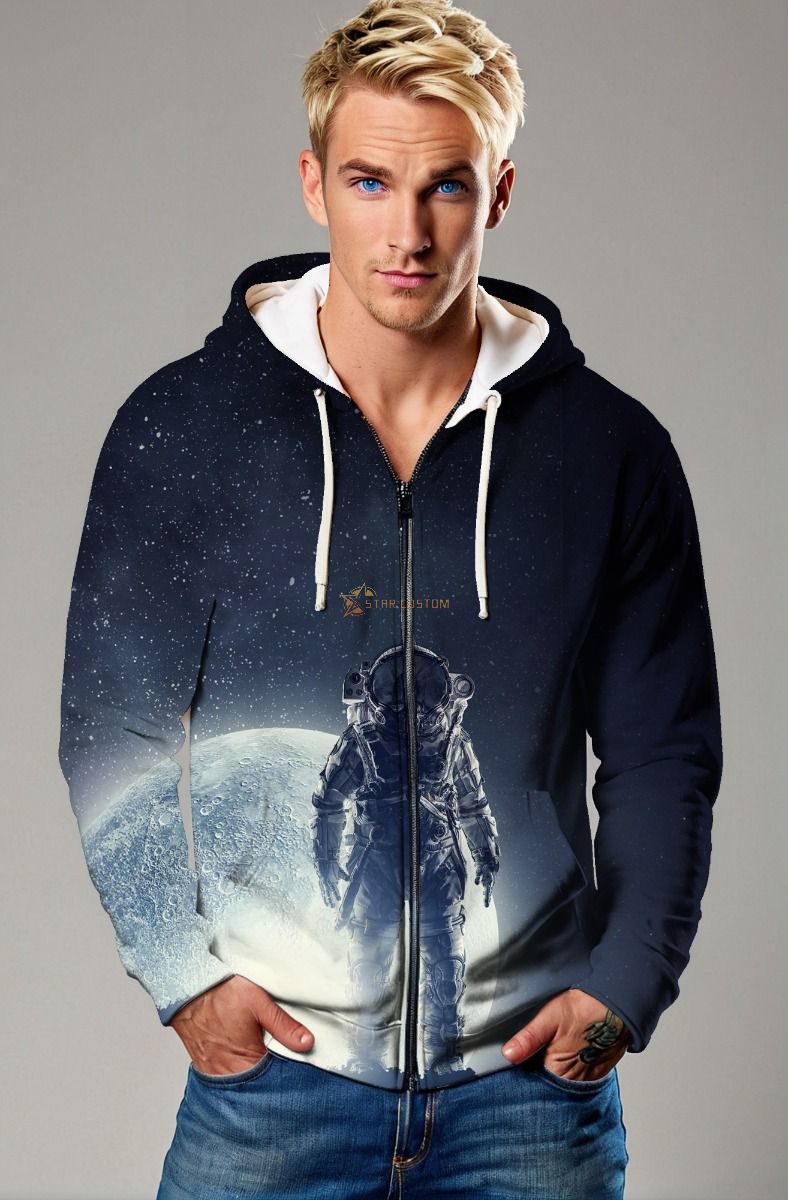 Astronaut Reality Zip Hoodie – Celestial Dark Blue Edition
