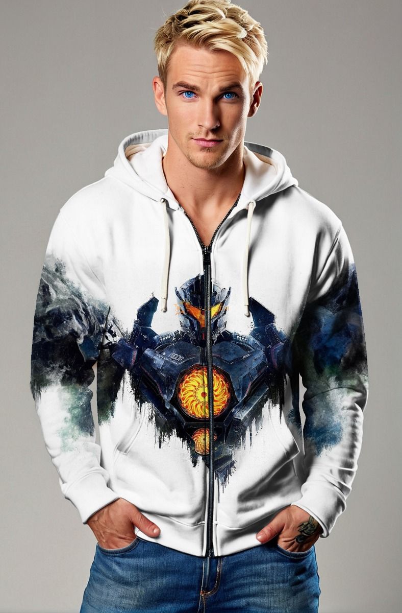 Reactor Force Zip Hoodie – White & Navy Burst Edition