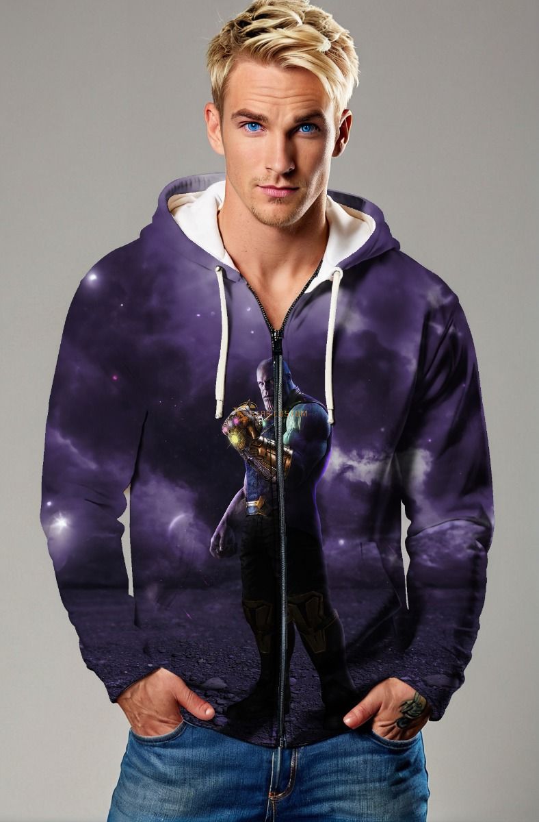 Gauntlet Eclipse Zip Hoodie – Deep Violet Universe with Titan Standoff