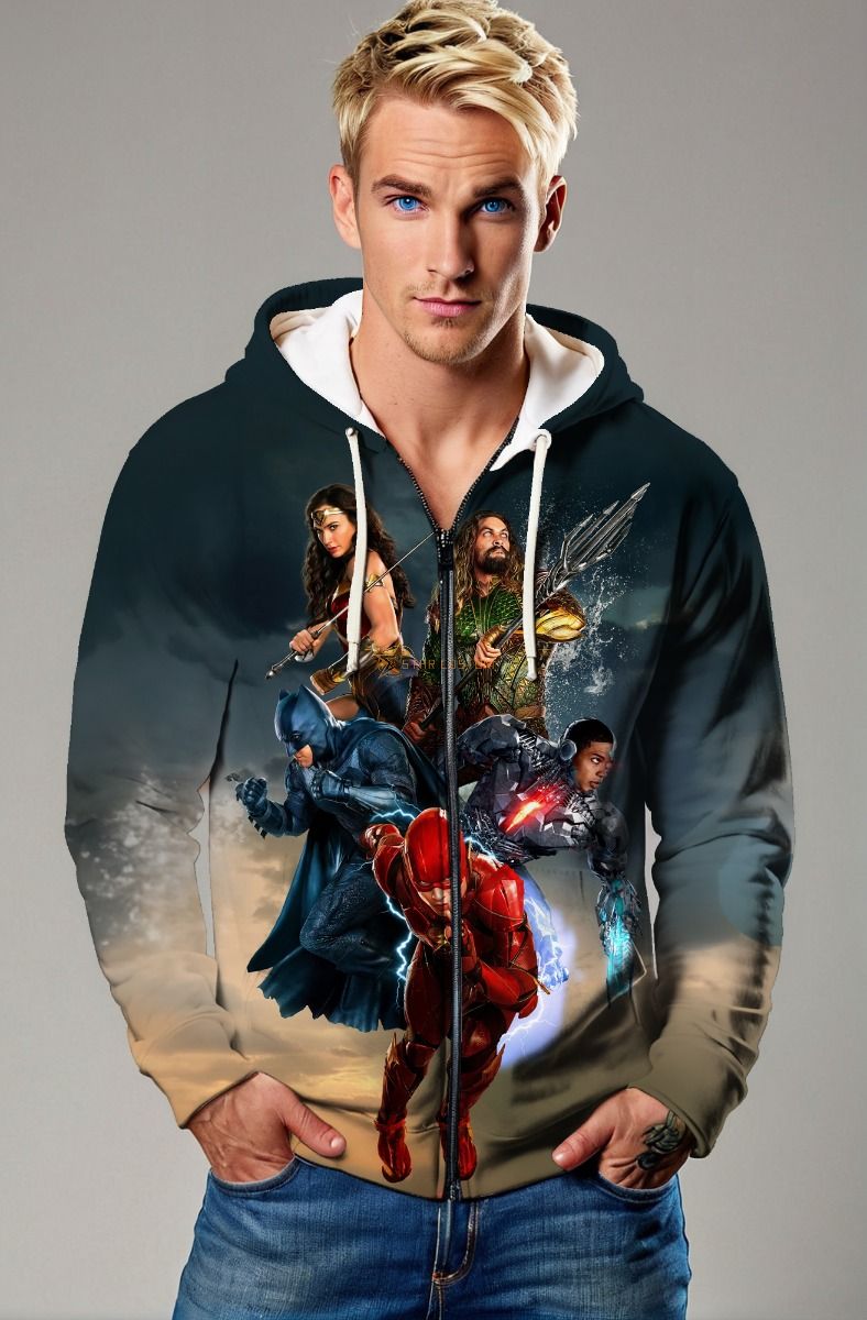 League Rise Zip Hoodie – Steel & Gold Gradient Full-Zip Jacket