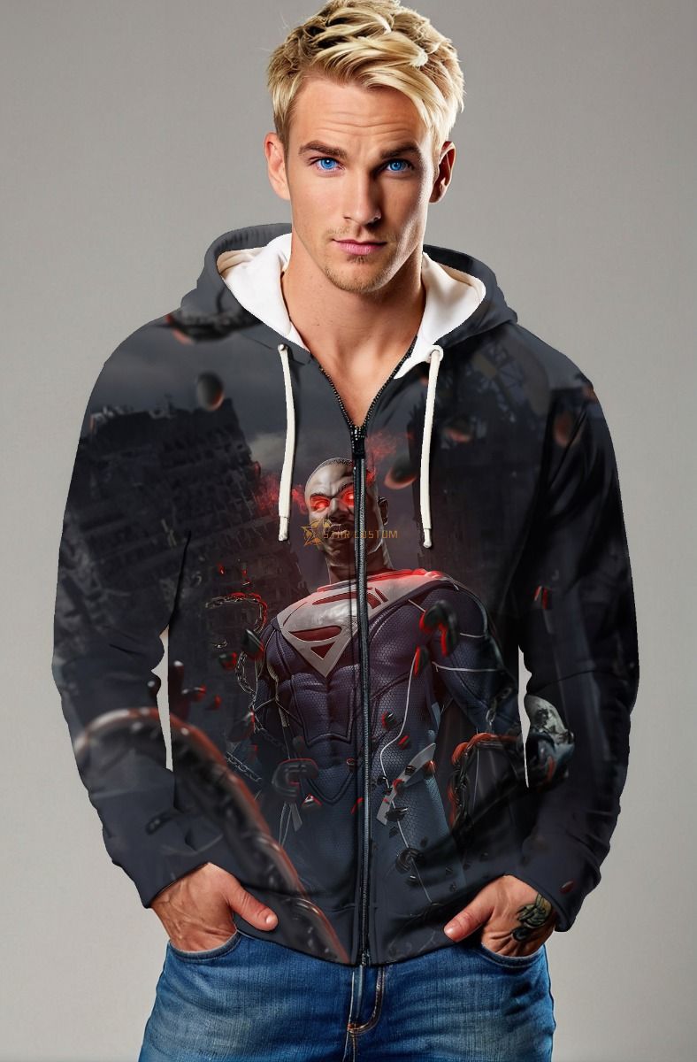 Apex Force Zip Hoodie – Shadow Black with Red Pulse Core