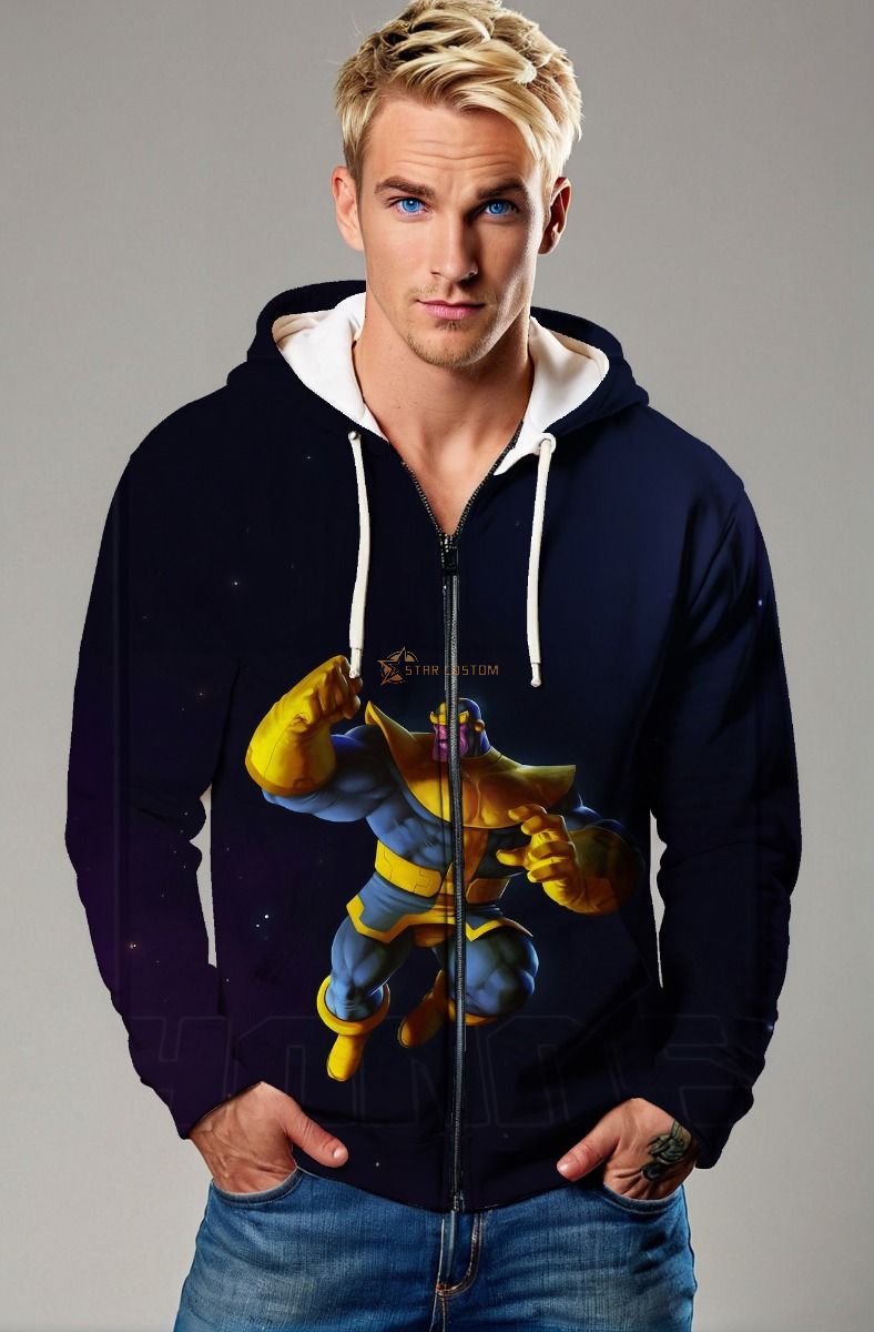 Dark Blue Thanos Zip Hoodie – Cartoon Snap Master