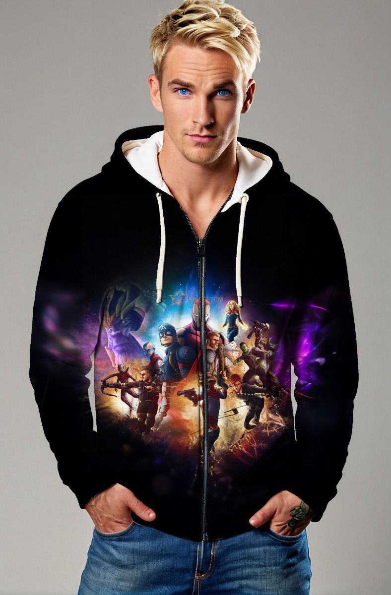 Black Marvel Heroes Zip Hoodie – Multiverse Warriors Collage