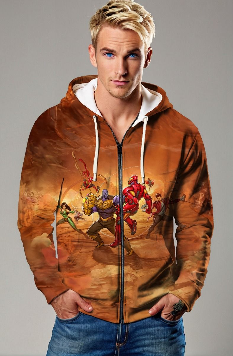Brown Zip-Up Battle Hoodie – Desert Duel Edition