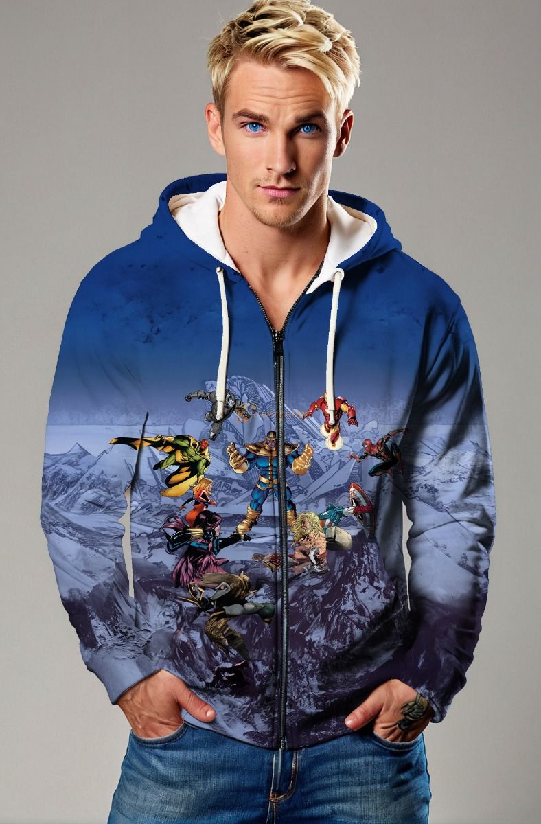 Blue Zip-Up Hoodie – Arctic Warfront with Heroes