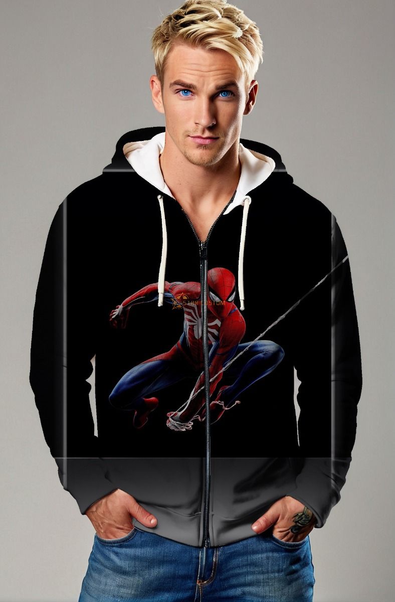 Midnight Web Zip Hoodie – Heroic Black & Red Zip-Up